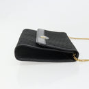Christian Dior Trotter Canvas Chain Shoulder Bag Black Gold Auth 186061A-3