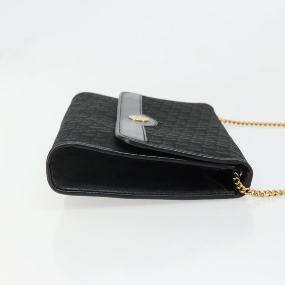 Christian Dior Trotter Canvas Chain Shoulder Bag Black Gold Auth 186061A
