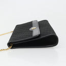 Christian Dior Trotter Canvas Chain Shoulder Bag Black Gold Auth 186061A-4