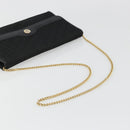 Christian Dior Trotter Canvas Chain Shoulder Bag Black Gold Auth 186061A-7