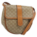 CELINE Macadam Canvas Shoulder Bag PVC Beige Gold Auth 186062A-1