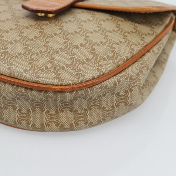 CELINE Macadam Canvas Shoulder Bag PVC Beige Gold Auth 186062A