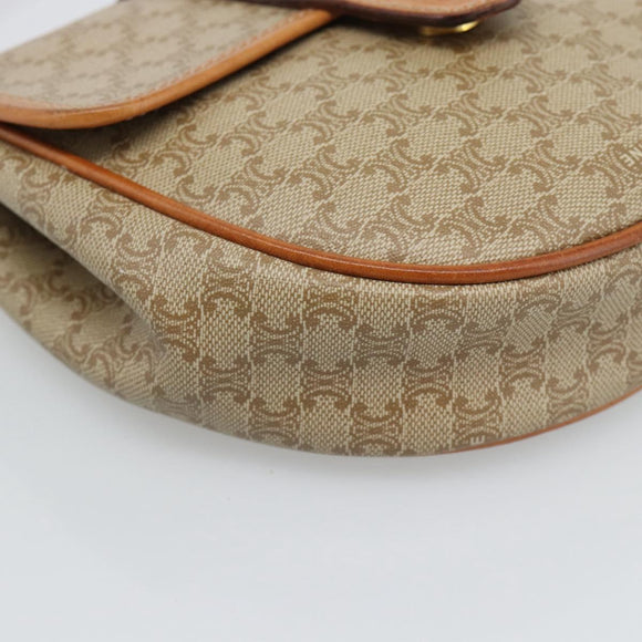 CELINE Macadam Canvas Shoulder Bag PVC Beige Gold Auth 186062A