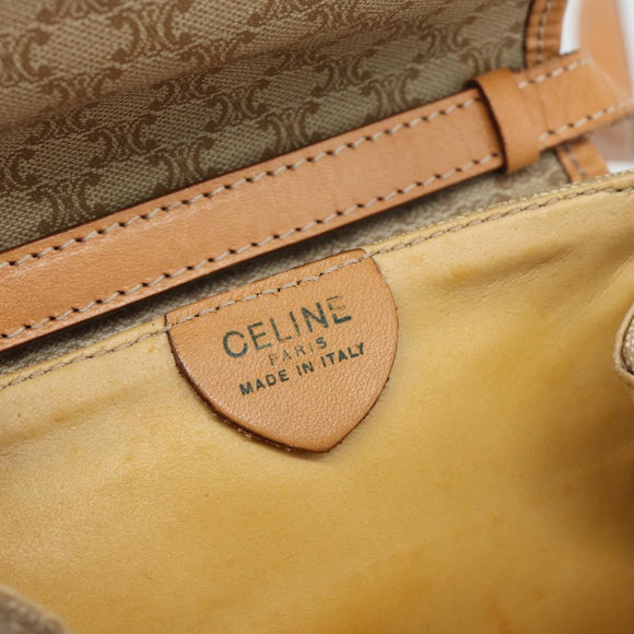 CELINE Macadam Canvas Shoulder Bag PVC Beige Gold Auth 186062A