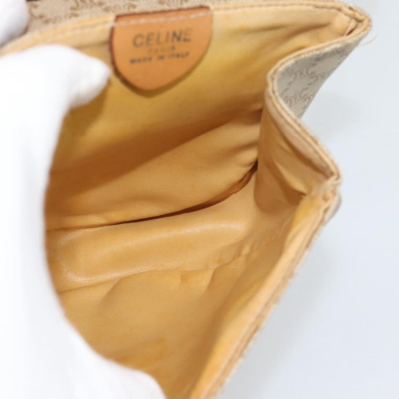 CELINE Macadam Canvas Shoulder Bag PVC Beige Gold Auth 186062A