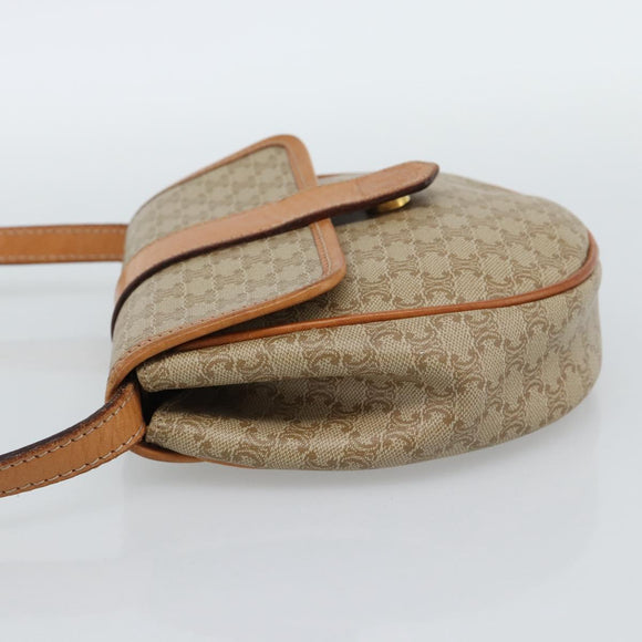 CELINE Macadam Canvas Shoulder Bag PVC Beige Gold Auth 186062A