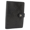 LOUIS VUITTON Monogram Mat Agenda PM Planner Cover Black R20932 LV Auth 186063A-1