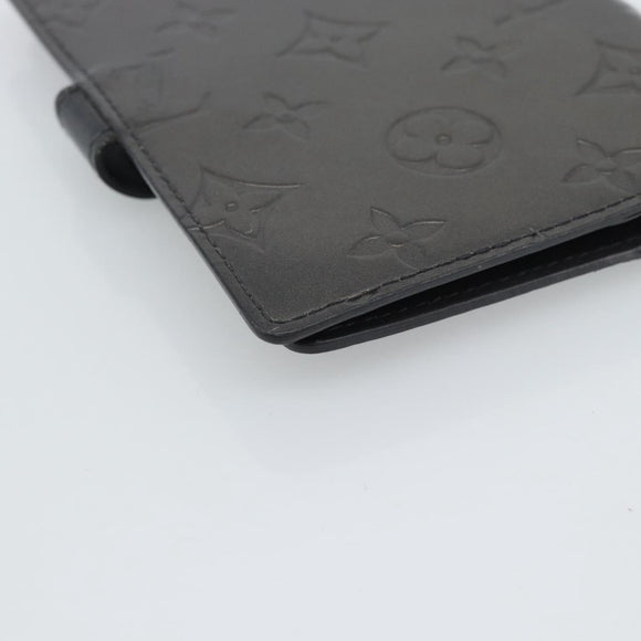 LOUIS VUITTON Monogram Mat Agenda PM Planner Cover Black R20932 LV Auth 186063A