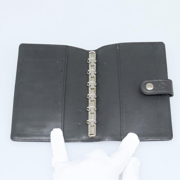 LOUIS VUITTON Monogram Mat Agenda PM Planner Cover Black R20932 LV Auth 186063A