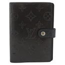 LOUIS VUITTON Monogram Mat Agenda PM Planner Cover Black R20932 LV Auth 186063A-13