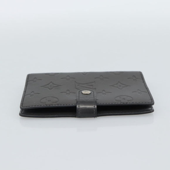 LOUIS VUITTON Monogram Mat Agenda PM Planner Cover Black R20932 LV Auth 186063A