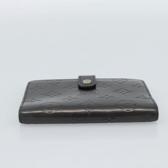 LOUIS VUITTON Monogram Mat Agenda PM Planner Cover Black R20932 LV Auth 186063A