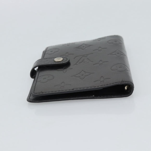 LOUIS VUITTON Monogram Mat Agenda PM Planner Cover Black R20932 LV Auth 186063A