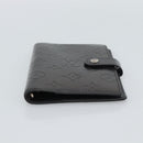 LOUIS VUITTON Monogram Mat Agenda PM Planner Cover Black R20932 LV Auth 186063A-6