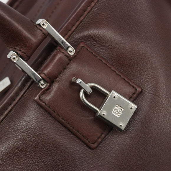 LOEWE Amazona 36 Handtas Leer Bruin Zilver Auth 186080V