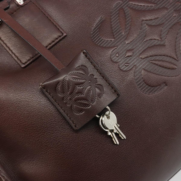 LOEWE Amazona 36 Handtas Leer Bruin Zilver Auth 186080V