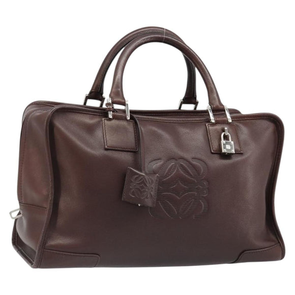 LOEWE Amazona 36 Handtas Leer Bruin Zilver Auth 186080V