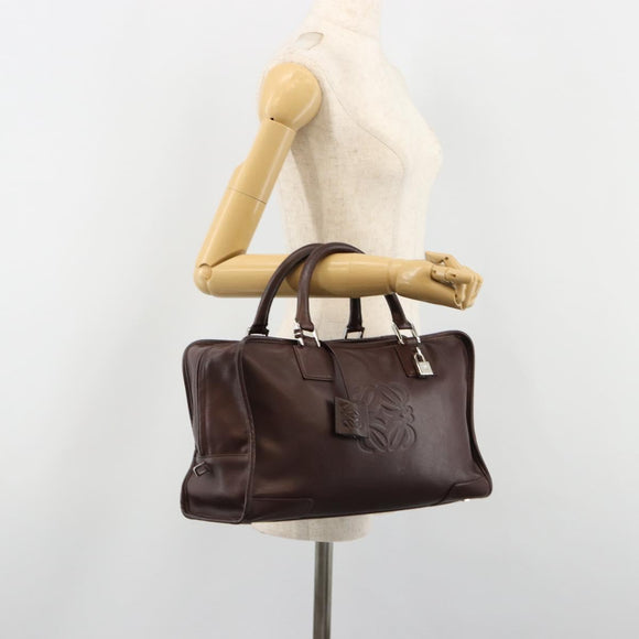 LOEWE Amazona 36 Handtas Leer Bruin Zilver Auth 186080V