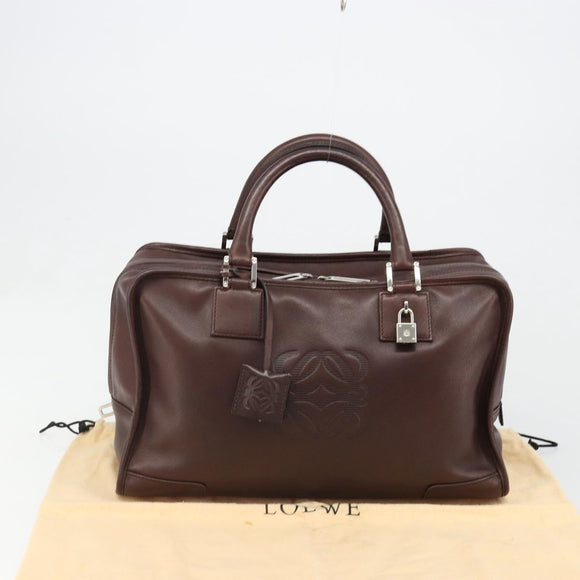 LOEWE Amazona 36 Handtas Leer Bruin Zilver Auth 186080V