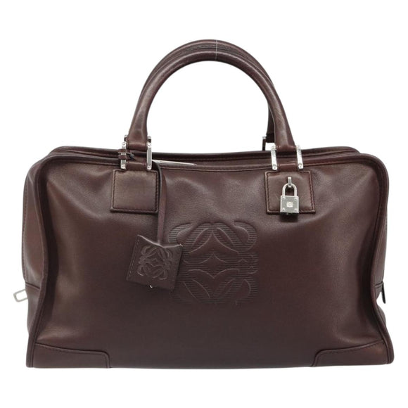 LOEWE Amazona 36 Handtas Leer Bruin Zilver Auth 186080V