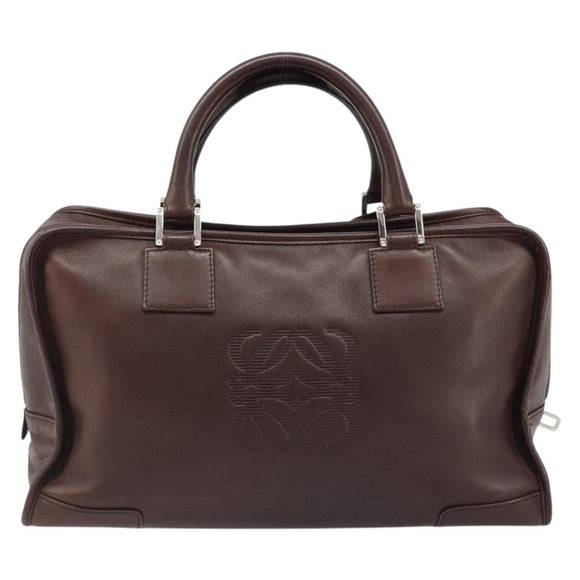 LOEWE Amazona 36 Handtas Leer Bruin Zilver Auth 186080V