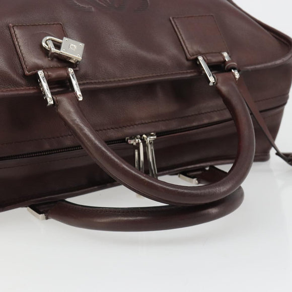 LOEWE Amazona 36 Handtas Leer Bruin Zilver Auth 186080V