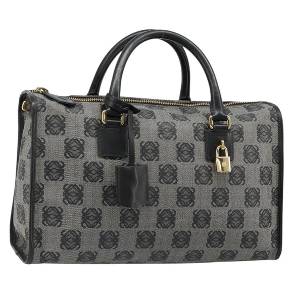 LOEWE Anagram Amazona 36 Hand Bag PVC Black Gold Auth 186081A
