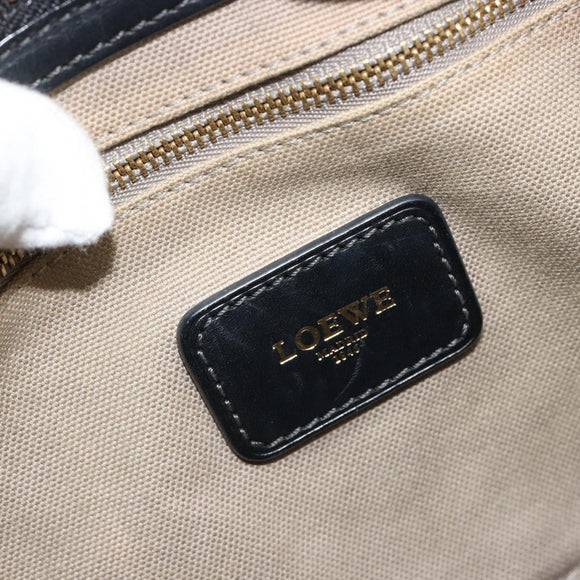 LOEWE Anagram Amazona 36 Hand Bag PVC Black Gold Auth 186081A