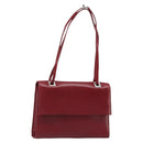GUCCI Hand Bag Leather Red Silver Auth 186083-1