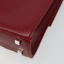 GUCCI Hand Bag Leather Red Silver Auth 186083-13