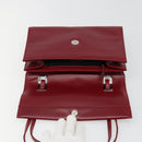 GUCCI Hand Bag Leather Red Silver Auth 186083-16