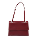 GUCCI Hand Bag Leather Red Silver Auth 186083-2