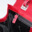 GUCCI Hand Bag Leather Red Silver Auth 186083-21