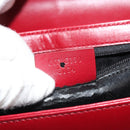 GUCCI Hand Bag Leather Red Silver Auth 186083-23