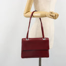 GUCCI Hand Bag Leather Red Silver Auth 186083-24