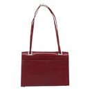 GUCCI Hand Bag Leather Red Silver Auth 186083-3