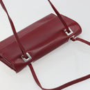 GUCCI Hand Bag Leather Red Silver Auth 186083-6