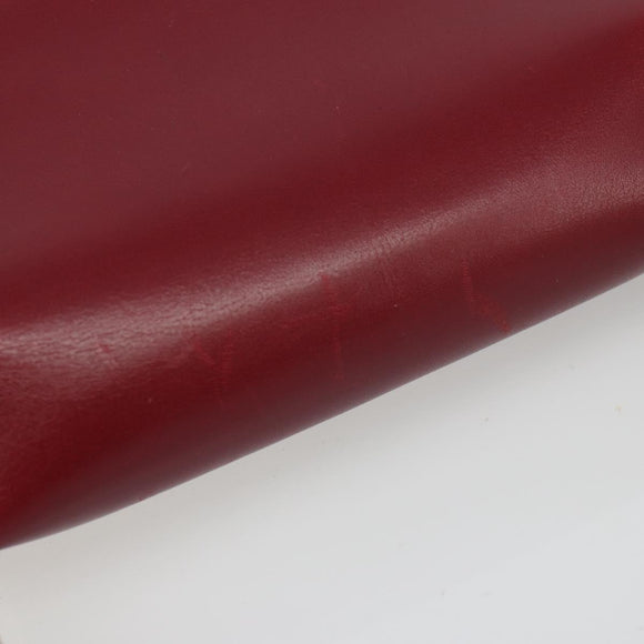 GUCCI Hand Bag Leather Red Silver Auth 186083