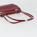 GUCCI Hand Bag Leather Red Silver Auth 186083-8