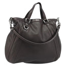 GUCCI Hand Bag Leather 2way Outlet Brown Silver 268641 Auth 186084A-1