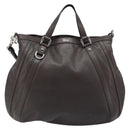 GUCCI Hand Bag Leather 2way Outlet Brown Silver 268641 Auth 186084A-13