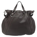 GUCCI Hand Bag Leather 2way Outlet Brown Silver 268641 Auth 186084A-2