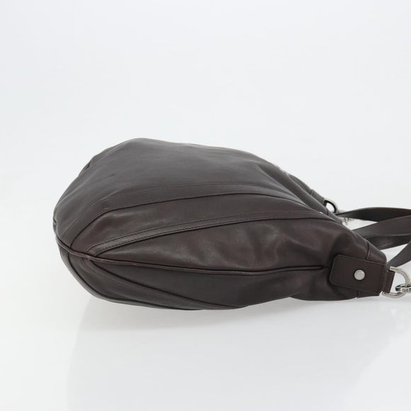 GUCCI Hand Bag Leather 2way Outlet Brown Silver 268641 Auth 186084A