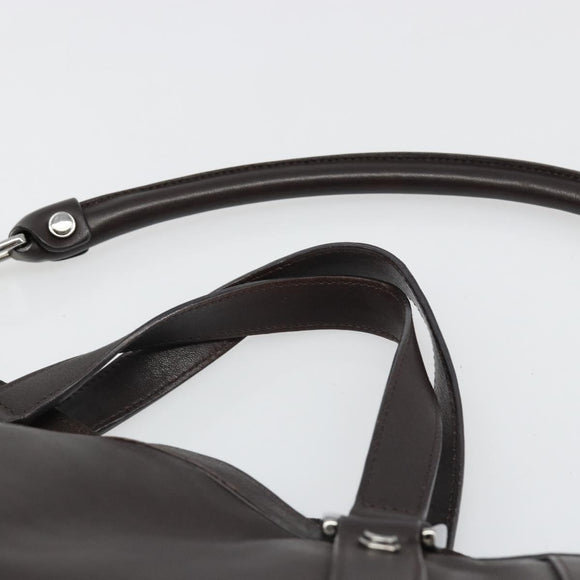 GUCCI Hand Bag Leather 2way Outlet Brown Silver 268641 Auth 186084A