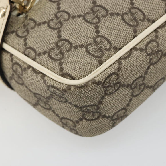 GUCCI GG Supreme Shoulder Bag PVC White Gold 201447 Auth 186085