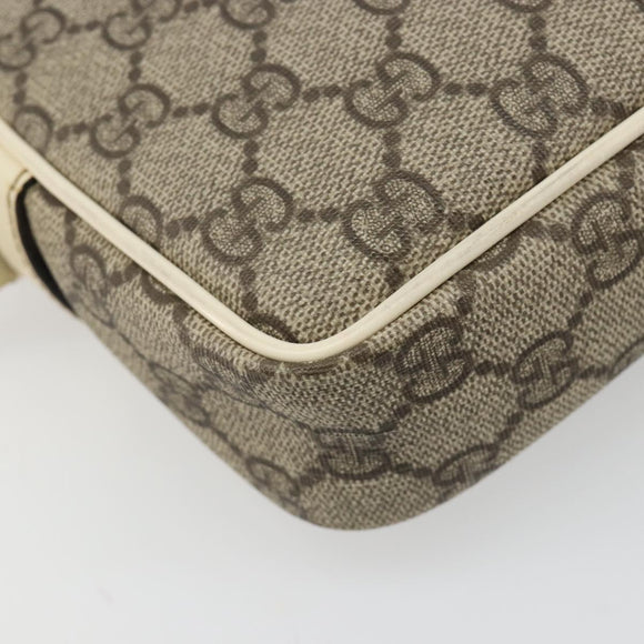 GUCCI GG Supreme Shoulder Bag PVC White Gold 201447 Auth 186085