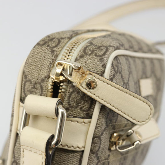 GUCCI GG Supreme Shoulder Bag PVC White Gold 201447 Auth 186085