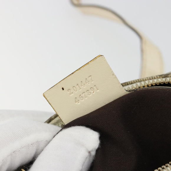GUCCI GG Supreme Shoulder Bag PVC White Gold 201447 Auth 186085