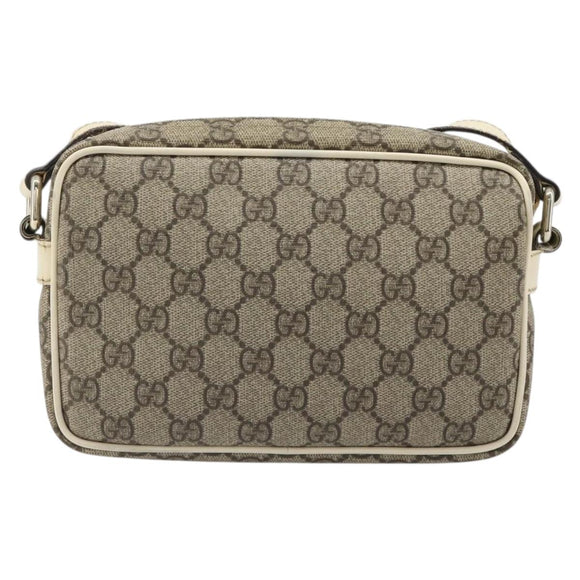 GUCCI GG Supreme Shoulder Bag PVC White Gold 201447 Auth 186085