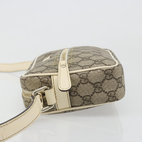 GUCCI GG Supreme Shoulder Bag PVC White Gold 201447 Auth 186085